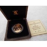 1987 UK £5 Brilliant Uncirculated Gold Coin, Royal Mint, 22 ct gold, 39.