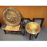 A good mixed lot to include two heavy duty bevel edged oak framed wall mirrors,