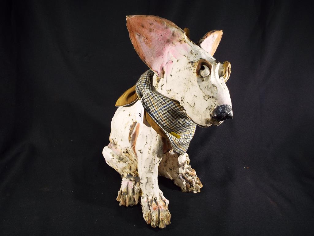 Olivia Brown - a ceramic sculpture in the form of a cross bull terrier sculpted by Olivia Brown - Image 2 of 3