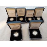 A collection of UK Silver Proof One Pound coins comprising 1997, 1998, 1999, 2000, 2001 and 2002,
