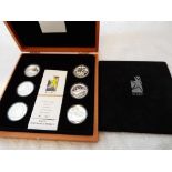 EMC Silver Proof Medal Set comprising six medals in lined presentation case with explanatory book