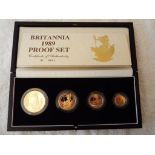 Britannia 1989 Proof Set of Gold Coins, Royal Mint comprising £100, £50,
