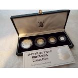 A 1997 Silver Proof Britannia Collection coin set, with authenticity certificate comprising £2, £1,