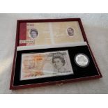 The Royal Mint and Bank of England 'Ten Pounds and Silver Crown Set' in presentation case with