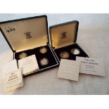Royal Mint UK 1997-1998 Silver Proof two coin set and three UK Silver Proof One Pound coins,