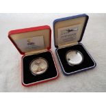 Two UK Silver Proof £5 Coins, 2000 Millennium and 1997 (anniversary), Royal Mint,