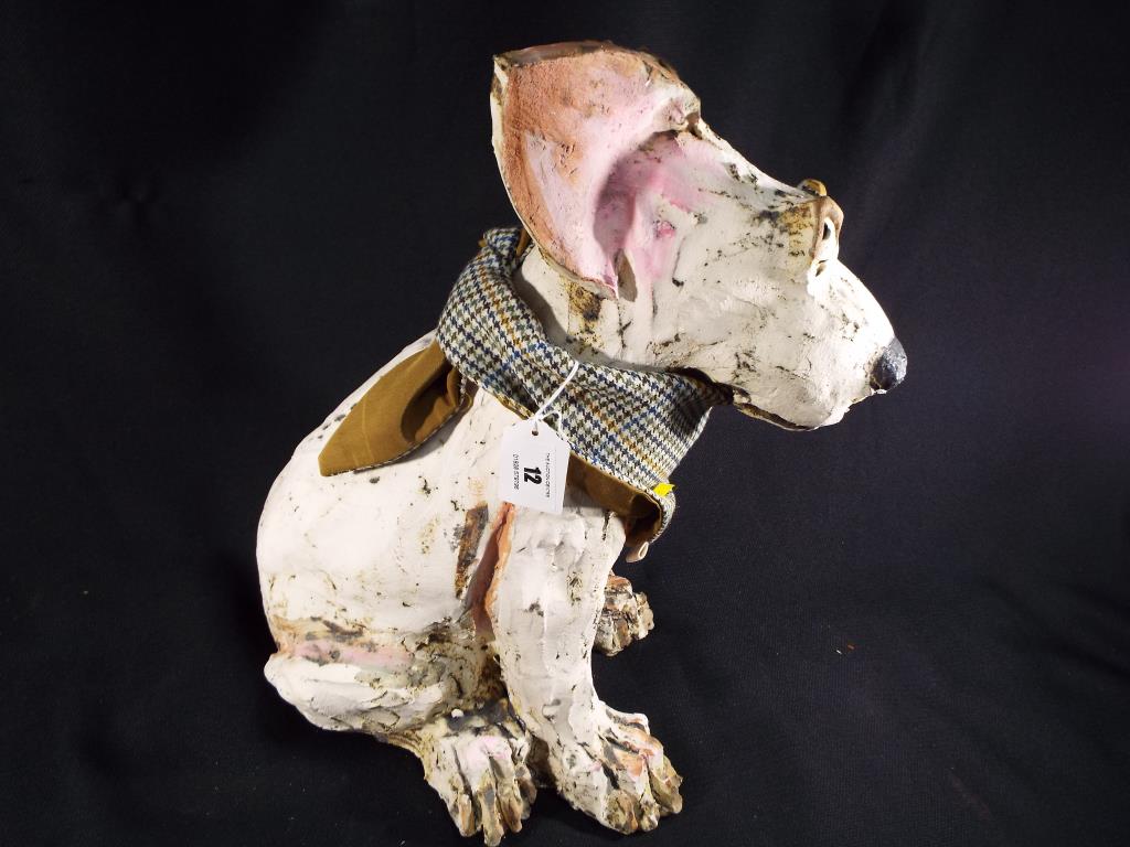 Olivia Brown - a ceramic sculpture in the form of a cross bull terrier sculpted by Olivia Brown - Image 3 of 3