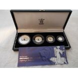 A 2001 Silver Proof Britannia Collection coin set, with authenticity certificate comprising £2, £1,