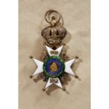 Knight's 1st Class Breast Badge with 1914/1918 Application. Silver-gilt enameled badge shows light