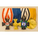 GERMAN ORDERS AND MEDALS PRE 1918 - MEDAL BARS AND MOUNTED GROUPS : Imperial Four Piece Medal Bar.