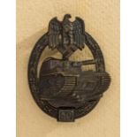 GERMAN REICH 1933 - 1945 - ARMY AWARDS & DECORATIONS : Army Bronze "50" Tank Battle Badge. Unmarked.