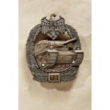 GERMAN REICH 1933 - 1945 - ARMY AWARDS & DECORATIONS : Bronze "75" Grade IV Tank Battle Badge.