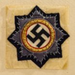 GERMAN REICH 1933 - 1945 - GERMAN CROSS : Unissued Army Panzer Cloth German Cross in Gold. Cross
