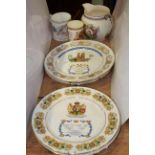 Four Aynsley Royal commemorative plates, beaker,