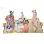 Collection of six Royal Doulton figures including 'Afternoon Tea' and 'Day Dreams' and other small