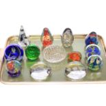 Thirteen glass paperweights including one Waterford, Caithness,