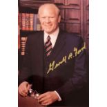 A SIGNED PHOTOGRAPH OF GERALD FORD, colour, half length,