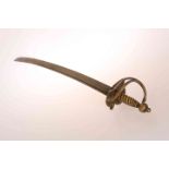 A CUMBERLAND MILITIA HANGER, MID 18TH CENTURY, the blade with running fox mark,