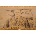A FRENCH TEXTILE PANEL TO CELEBRATE THE HISTORIC FLIGHT OF CHARLES LINDBERGH IN 1927. 48.