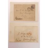 TWO VICTORIAN HAND WRITTEN ADDRESSED ENVELOPES, signed by Prime Ministers Gladstone and Palmerston.
