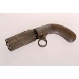 COOPERS PATENT, A 19TH CENTURY SIX SHOT PEPPERBOX REVOLVER, with ring trigger. 19.