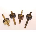 A COLLECTION OF FOUR BRASS MOUNTED MORTICE GAUGES, rosewood and ebonised,