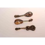 A COLLECTION OF THREE 19TH CENTURY MINIATURE MODELS OF UKULELES,