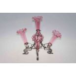 Four branch ruby glass epergne