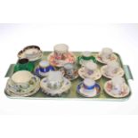 Collection of Royal Crown Derby coffee cans and other cups and saucers including Meissen