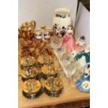 Royal Winton sundae dishes, Edinburgh crystal, Royal Doulton figures, coffee set,