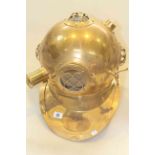 Brass modern U.S. Navy diving helmet Mark V by Morse Diving Equipment Co. Boston M.A.