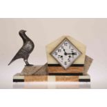 AN ART DECO MARBLE MANTEL CLOCK, signed PECHEUX MANTES,