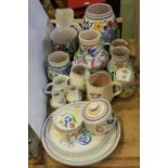 Poole pottery BN pattern vases, jugs, plates, preserves,