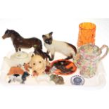 Chintz 'Du Barry' coffee pot, Beswick animals, Whitefriars tangerine bark vase, Poole dish,