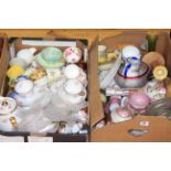 Two boxes of assorted china and glassware