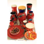 Collection of Poole vases,