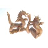 Pair of carved four-claw dragons
