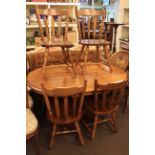 Malaysian rubberwood pedestal dining table and six chairs