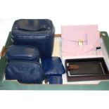 Mulberry leather glasses case, Penhaligon's navy blue leather vanity cases,