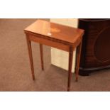 Neat inlaid mahogany fold top card table