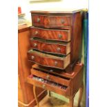 Four drawer mahogany cutlery chest and three drawer cutlery table,