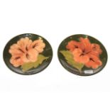 Pair of Moorcroft Hibiscus pin dishes