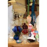 Glass collection, including Webb style satin glass vase, Murano,