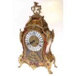 Boulle style mantel clock with enamelled Roman numerals