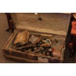 Box of joiners tools including planes, saws,