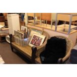 Conservatory settee and chair, contemporary coffee table,