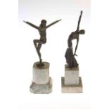 Pair of Art Deco style dancing ladies on marble bases