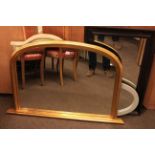 Gilt overmantel mirror and three framed mirrors