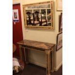 Marble topped console table and matching mirror