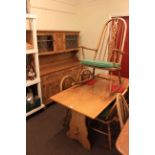 Webber furniture six piece oak dining suite comprising glazed door top dresser,